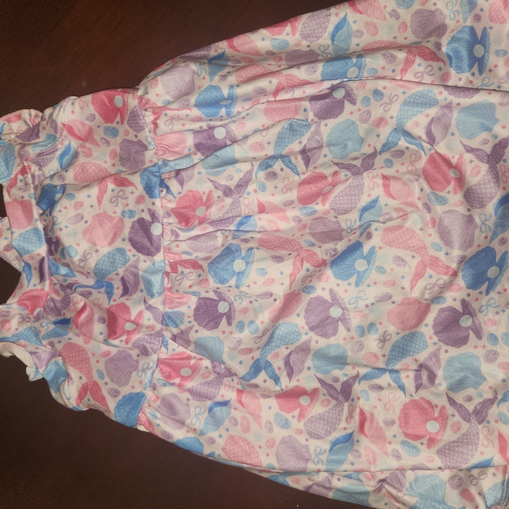 Girls' Pink & Blue Seashell Print Casual Dress